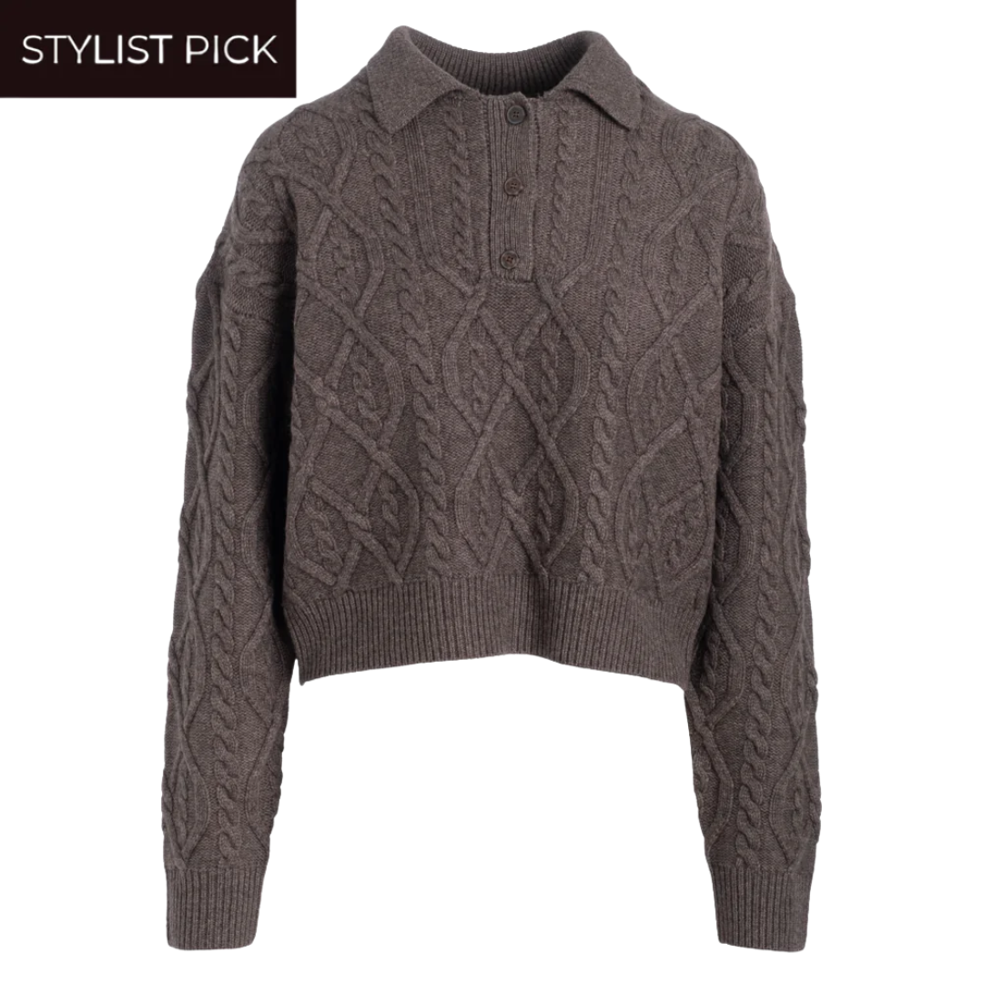 Ultra Luxe Cashmino Cable Polo in Cacao