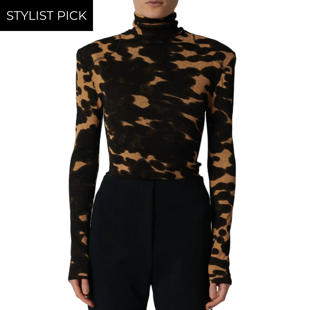 Nayeli Turtleneck Top in Midnight Mocha Apricot