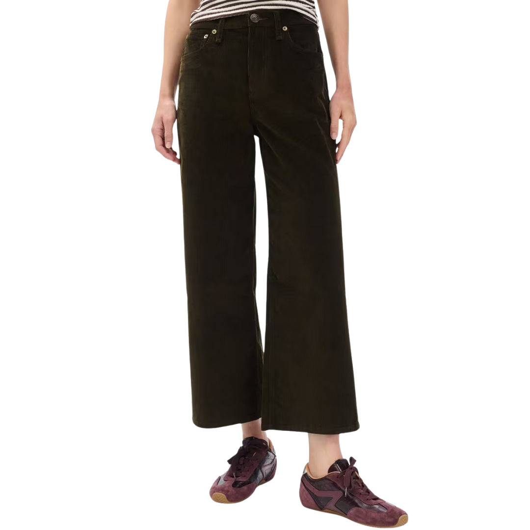 Andi Ankle Wide-Leg Corduroy Pants in Balsam