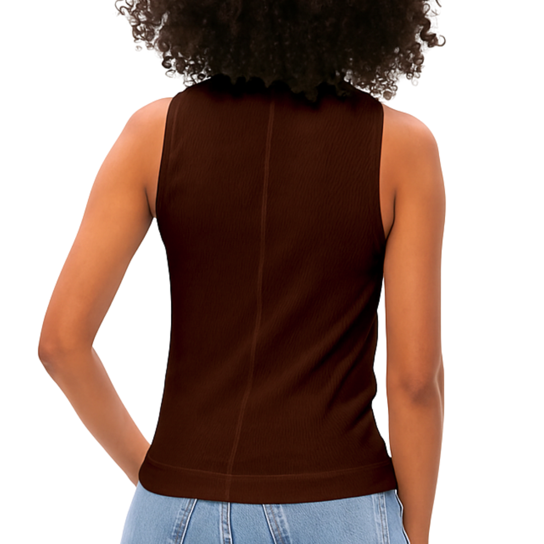Chiara Drape Neck Tank in Espresso