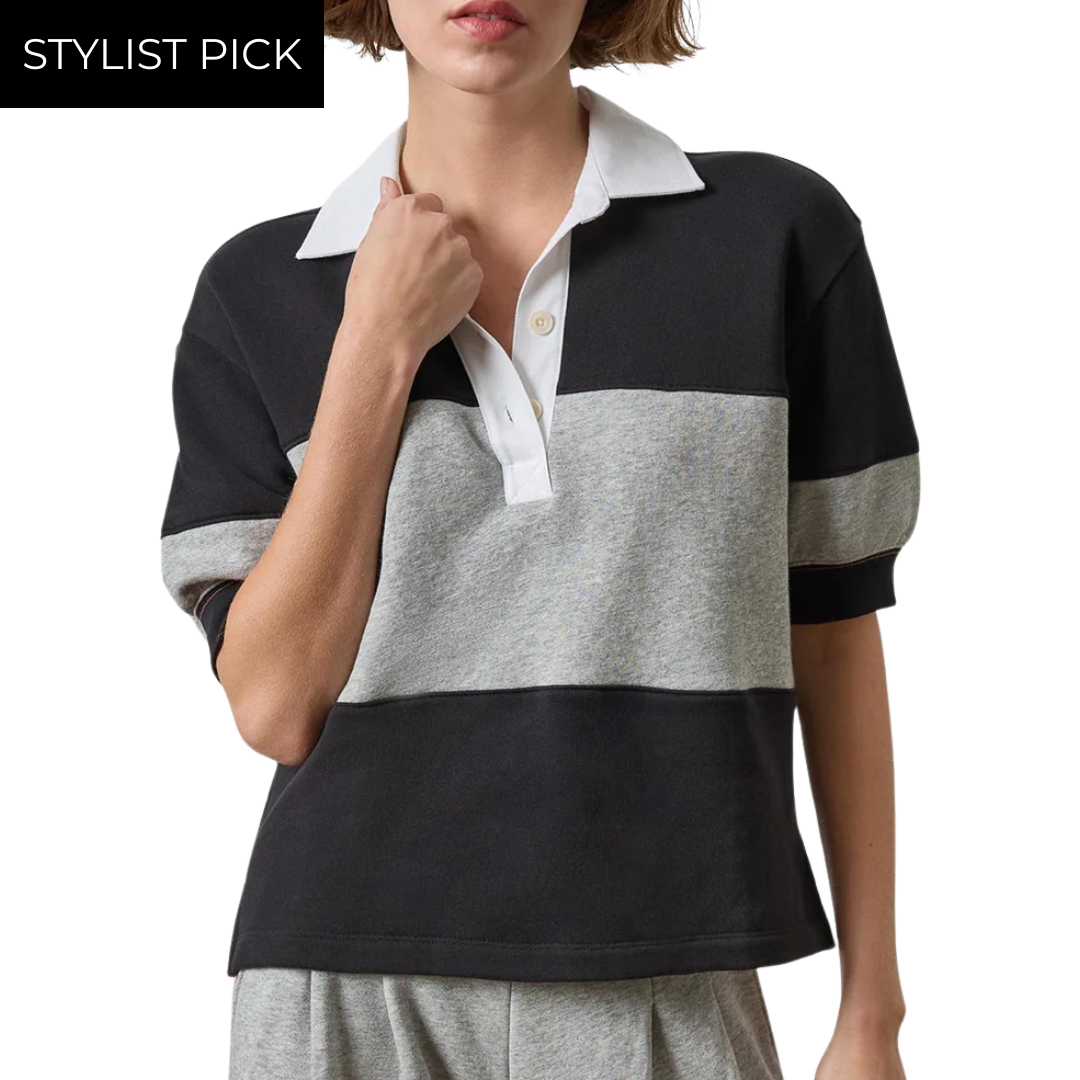 Oversized Elbow Sleeve Rugby in Black