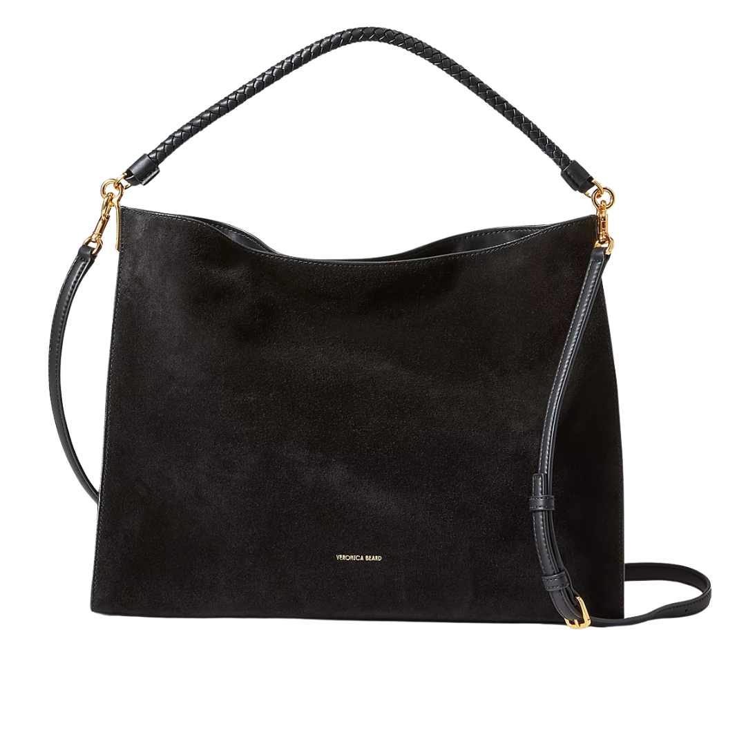 Vida Suede Shoulder Bag in Black