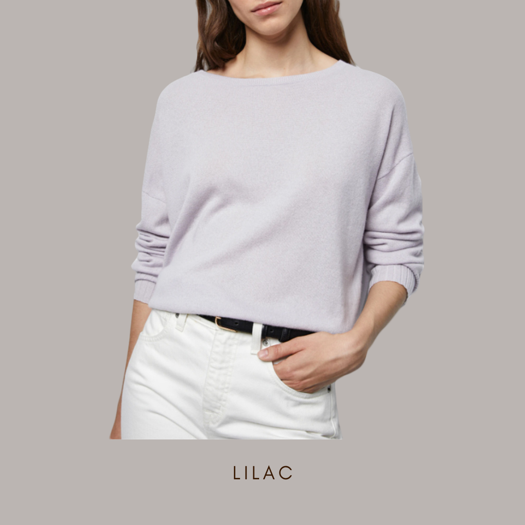 Nili Lotan Cashmere Boyfriend Sweater in Lilac